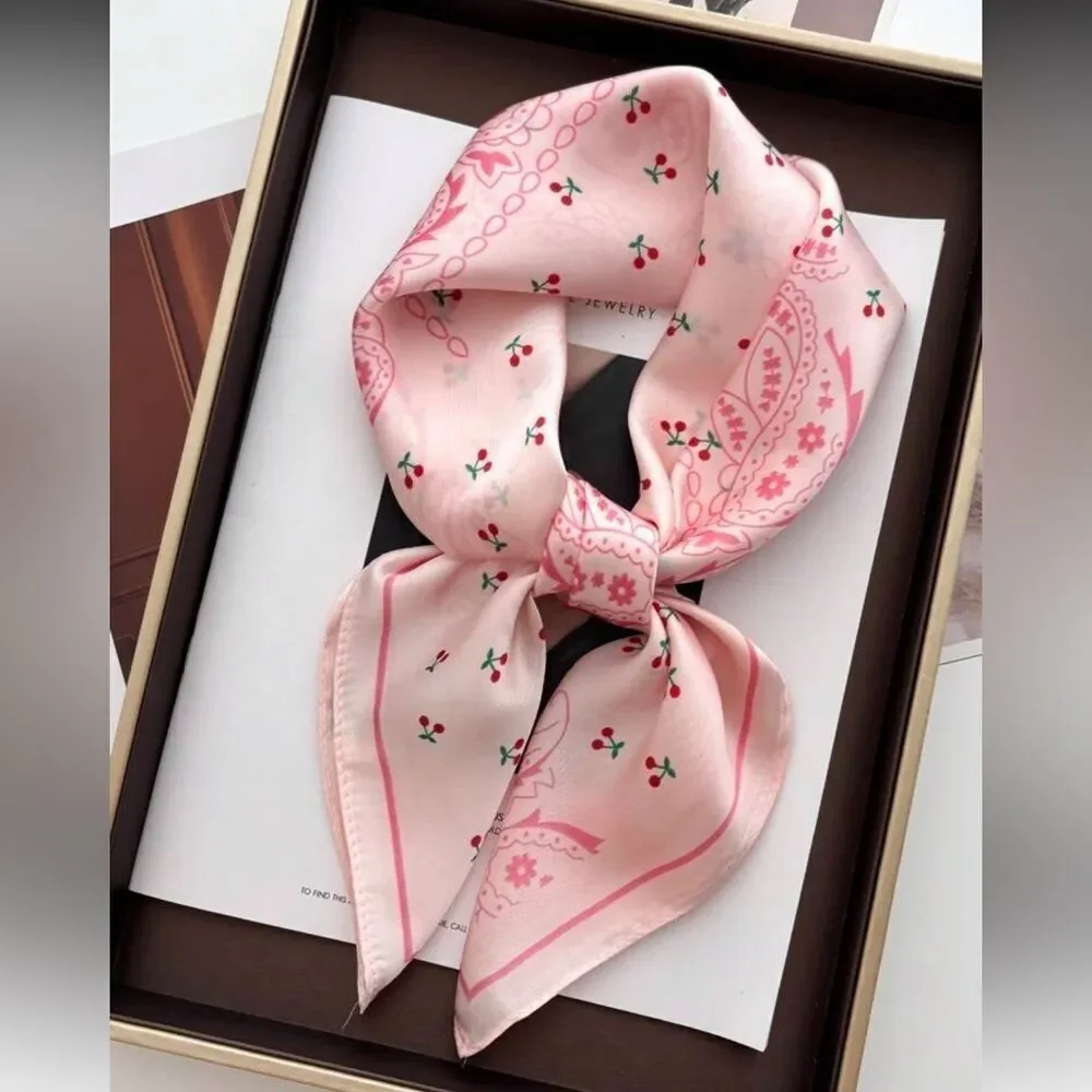 Pink cherry Floral Scarf A1357
